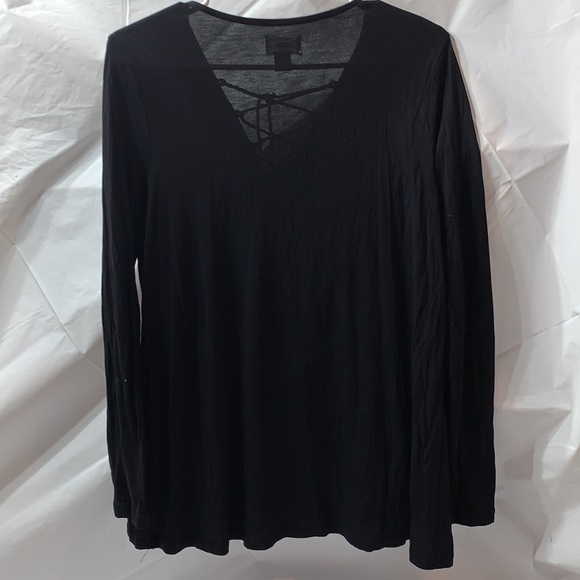 OLD Navy Black Jack Shirt Long Sleeve Lace up v neck Size M - Picture 4 of 4